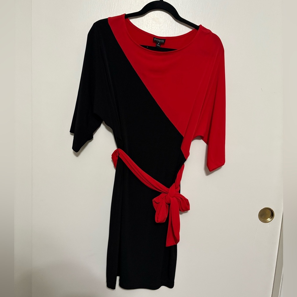 Enfocus Studio Red and Black Asymmetrical Dress